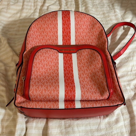 Michael Kors Large Abbey Jaycee Backpack Grapefruit - Picture 1 of 11